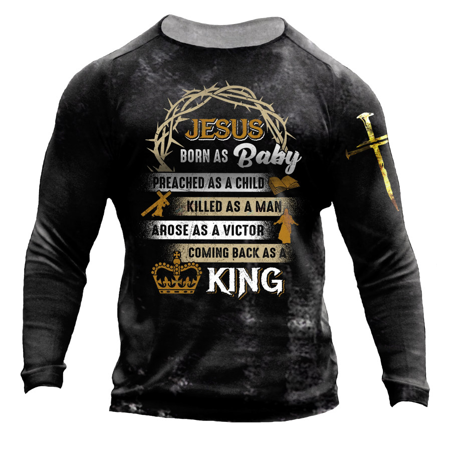 

Men's JESUS ​​​​COMES BACK AS A KING Printed Outdoor Casual Fashion T-shirt