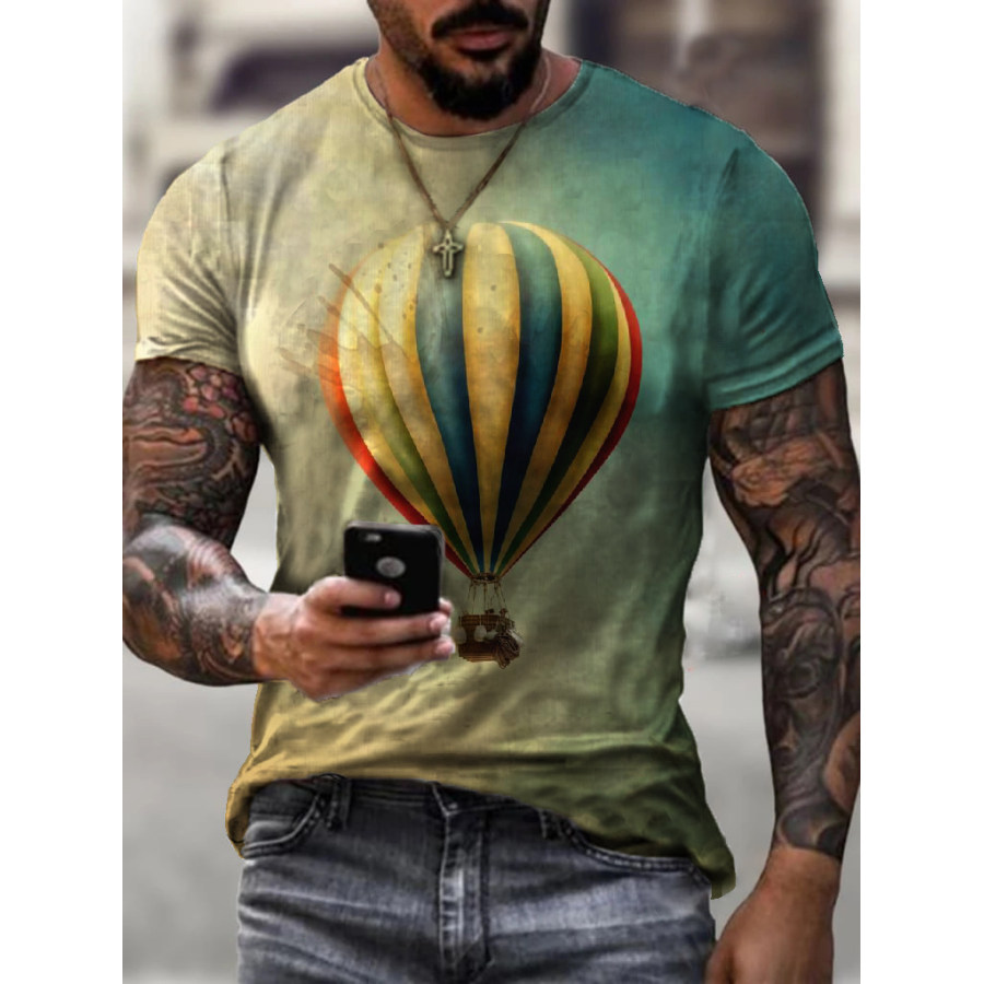 

Men's Fashion Hot Air Balloon Print Casual T-shirt