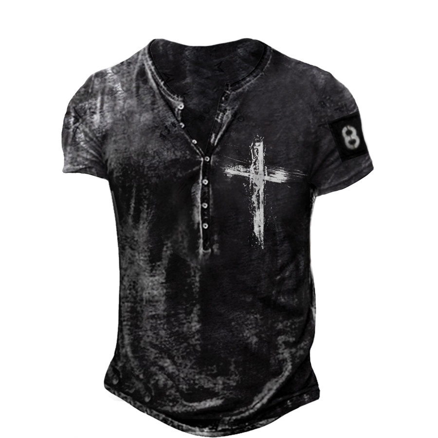 

Men's Cross Retro Print Outdoor Comfortable And Breathable T-shirt