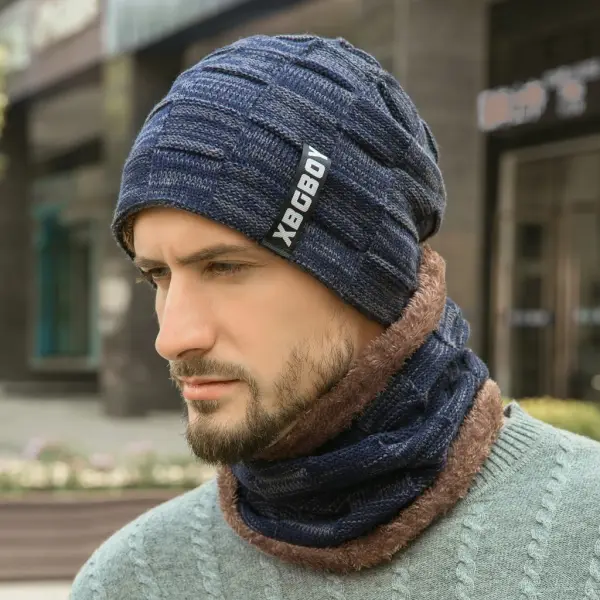Men's Warm Outdoor Hat And Scarf Suit - Chrisitina.com 