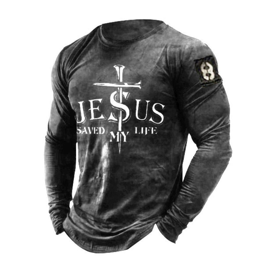 

Mens Jesus Saved My Life Retro T-shirts