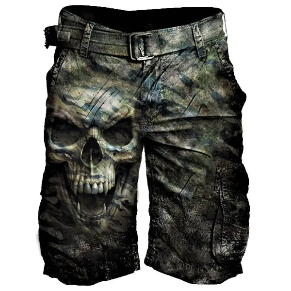Mens Skull Printed Casual Tactical Shorts - Chrisitina.com 