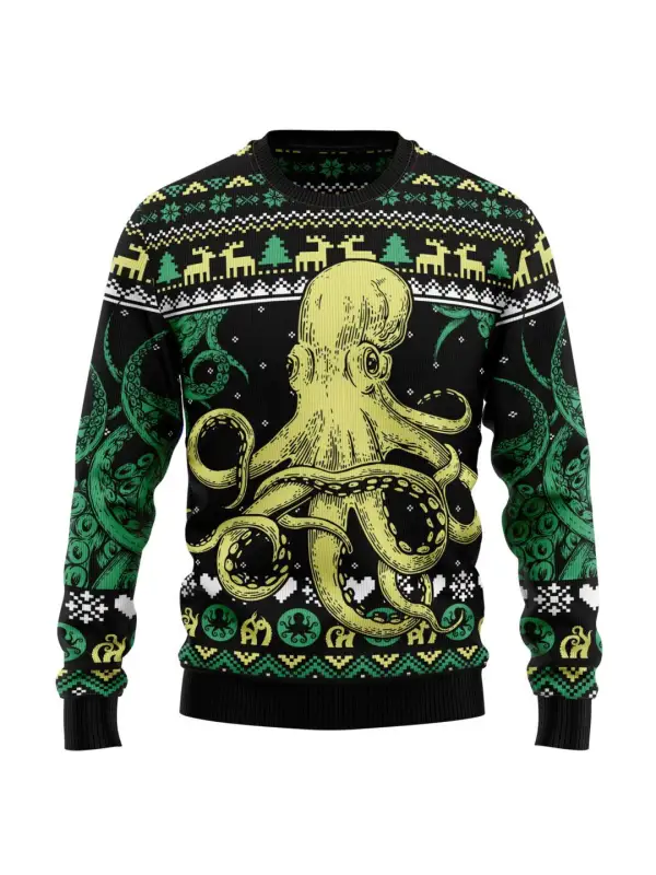 Octopus Cool Ugly Christmas Sweater - Spiretime.com 
