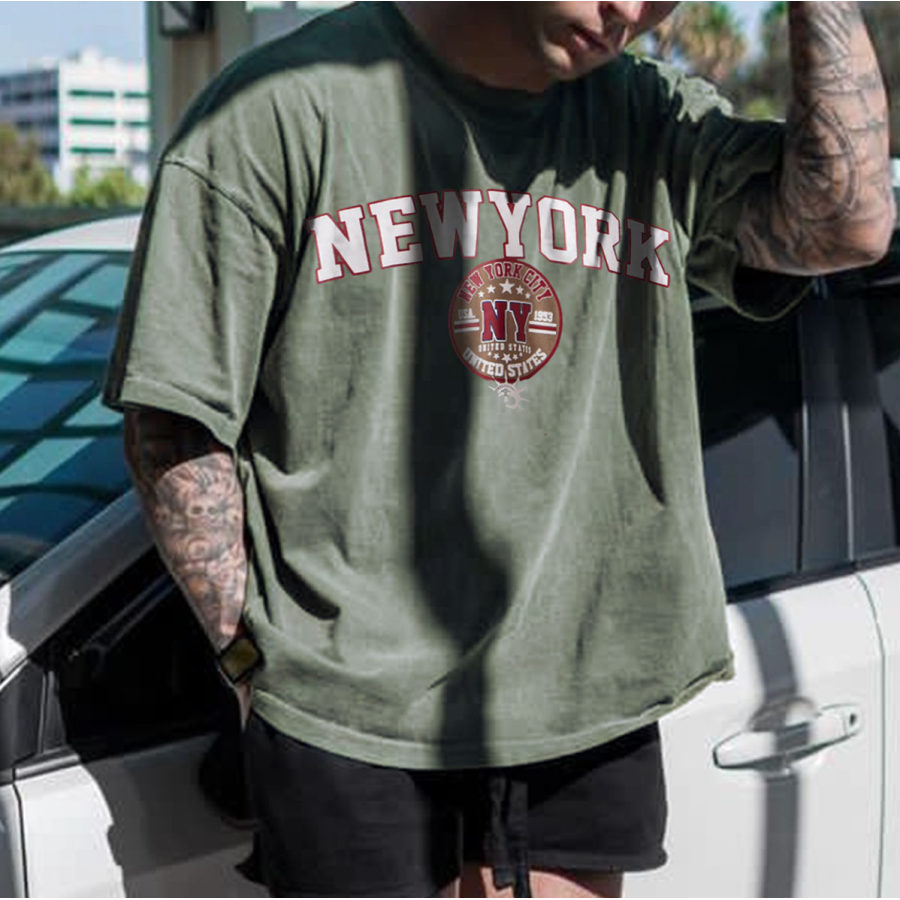 

Oversized Men's Retro New York Casual T-shirt