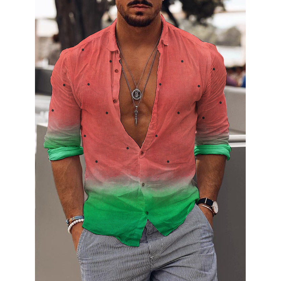 

New Mens Fashion Vintage Watermelon Print Casual Shirt