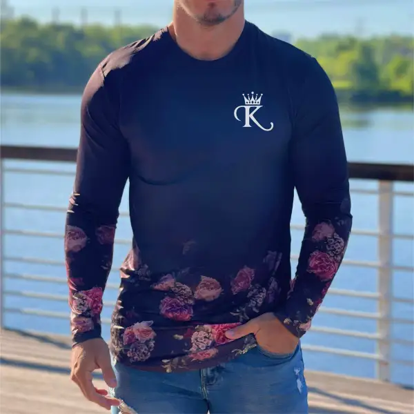 Rose Print Long Sleeve T-Shirt - Honeylop.chimpone.com 