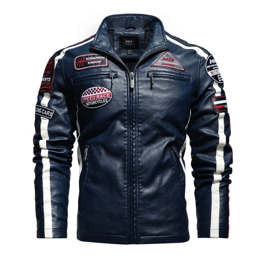 

Mens Outdoor Cycling Cold Resistant Leather Jacket