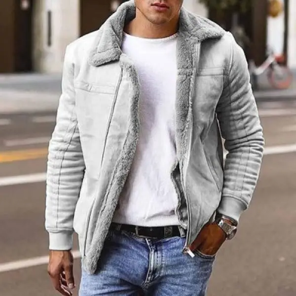 Mens Matte Velvet Plain Composite Leather Jacket - Fineyoyo.com 