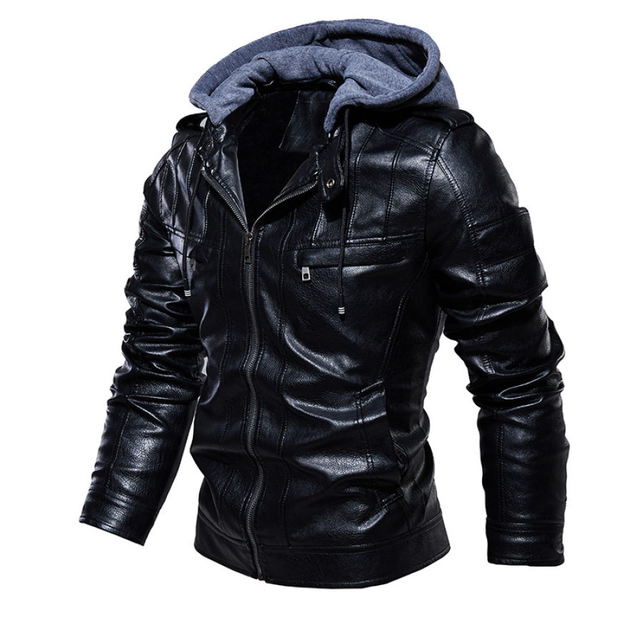 

Men's Outdoor Sports Leisure Retro Washing Water Plush PU Leather Jackets