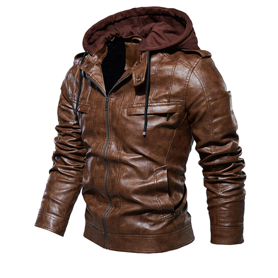 Мужская куртка из ПУ кожи Mountainskin толстая теплая мотоциклетная куртка