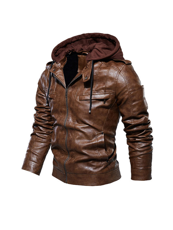 Men's Outdoor Sports Leisure Retro Washing Water Plush PU Leather Jackets