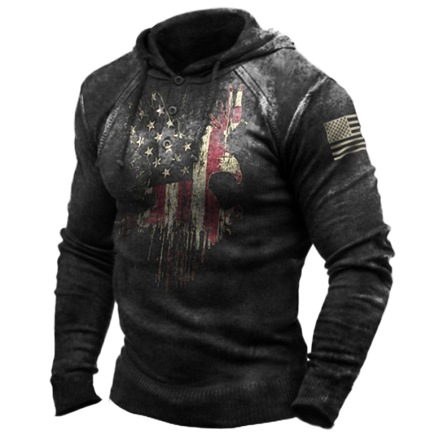 

Men's Outdoor Retro Print Long-sleeved Hoodie