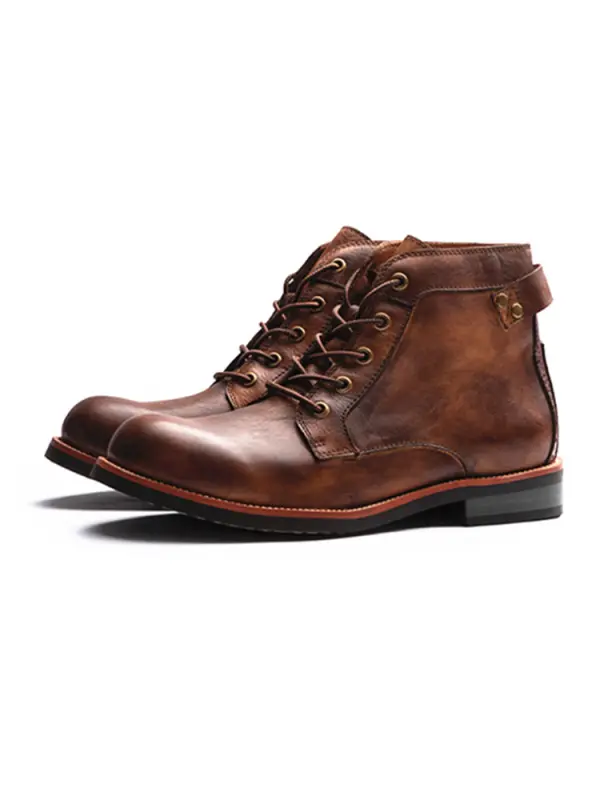 Men's Lace-up Retro Tooling Motorcycle Boots - Gethefashion.chimpone.com 