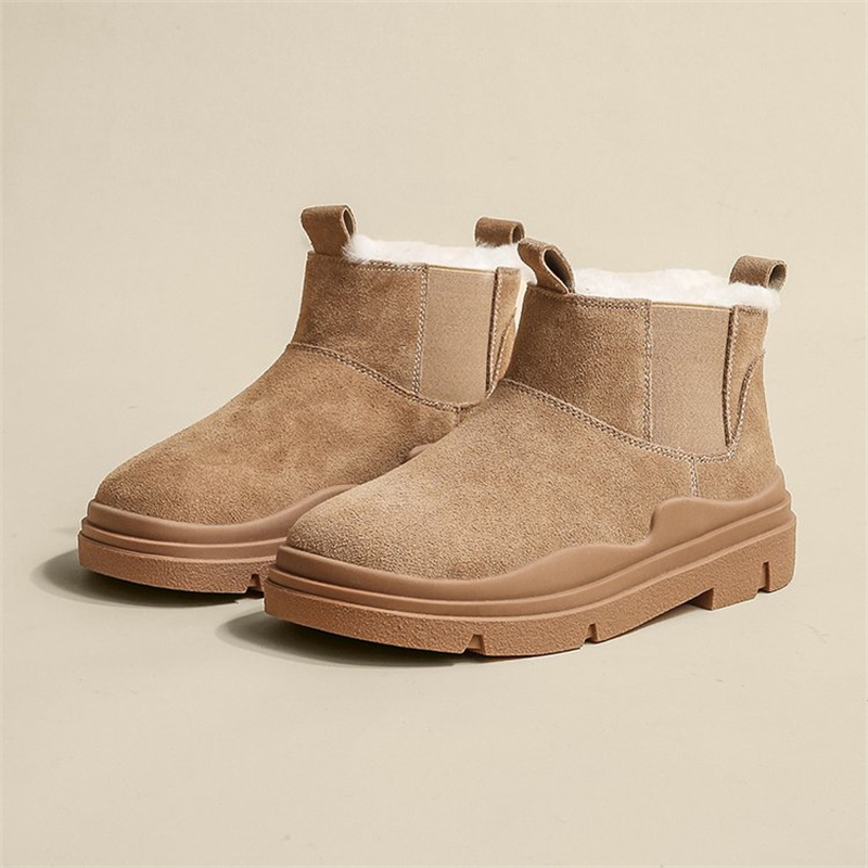 Ladies Retro Round Toe Suede Snow Boots