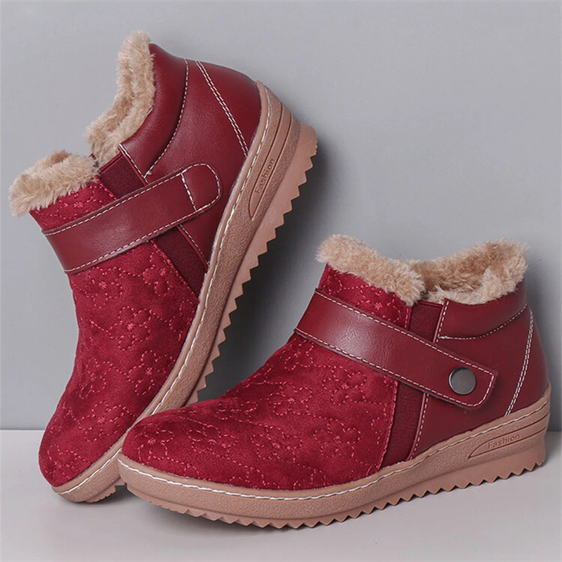 Simple Stitching And Velvet Warm Short Boots