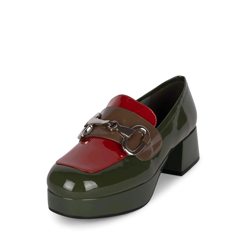 Round Head Candy Color Lacquered Decorative Buckle Low Heels