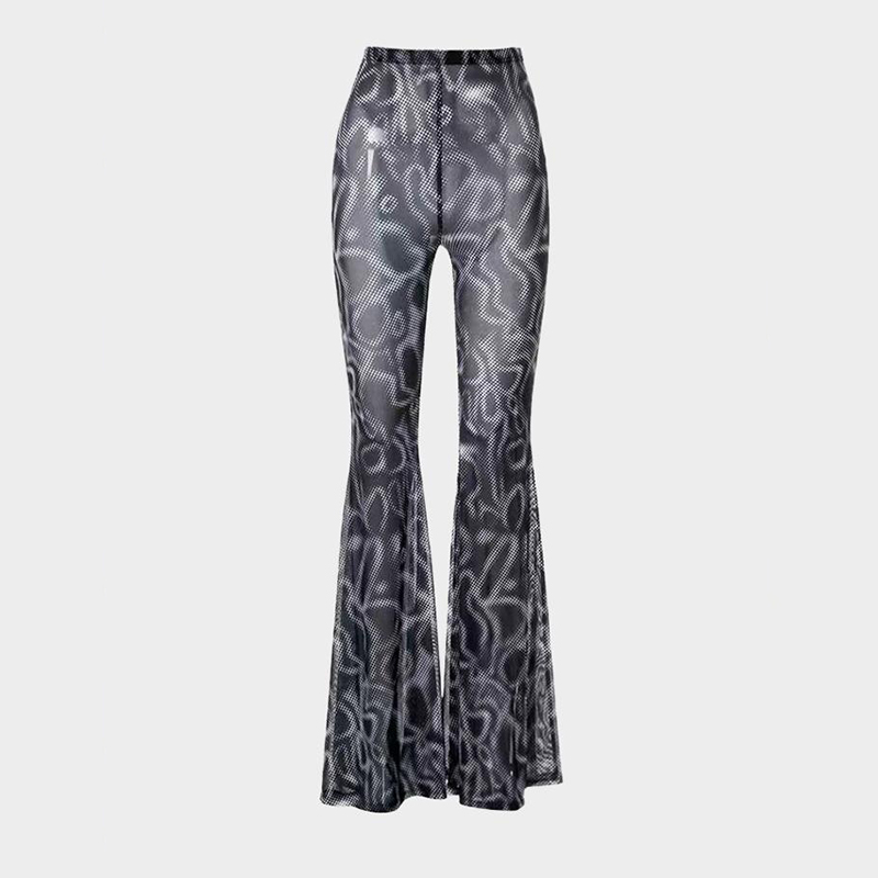 Psychedelic Gauze Perspective Flared Pants