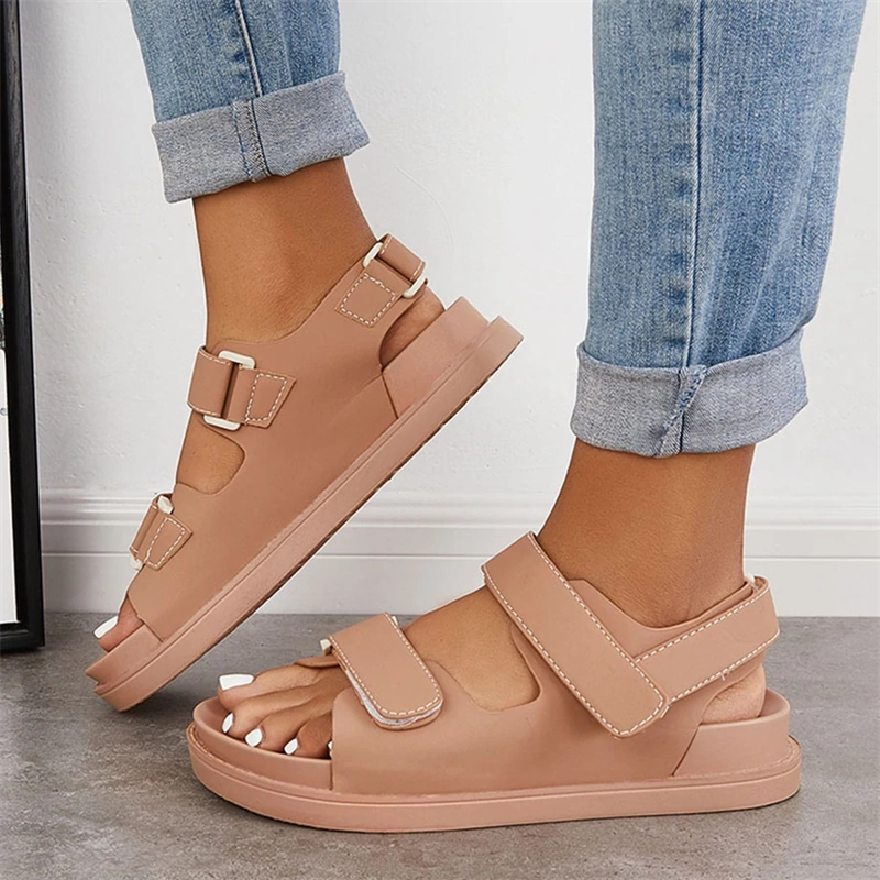 Velcro Open Toe Platform Thick Sole Ankle Strap Sandals