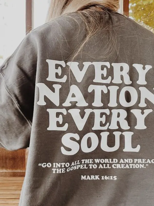 Every Nation Every Soul Printed Women's Casual Sweatshirt - Oasisjoy.com 