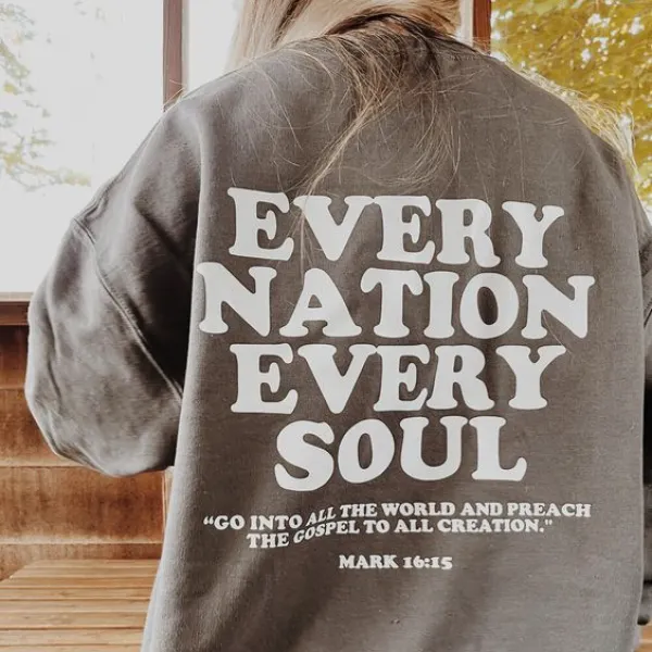 Every Nation Every Soul Printed Women's Casual Sweatshirt - Veveeye.com 