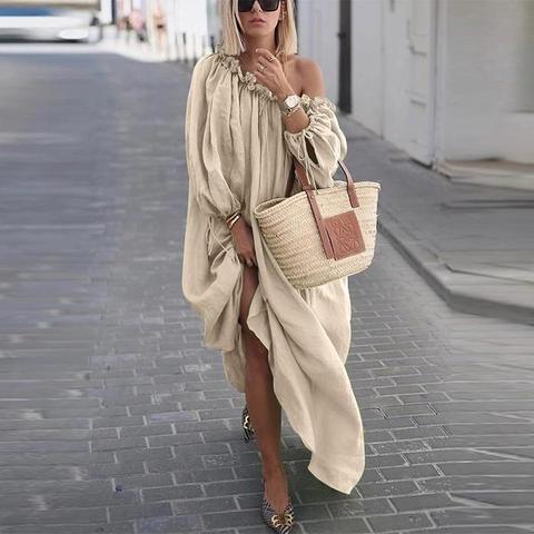 Fashion Off Shoulder Loose Long Sleeve Dress