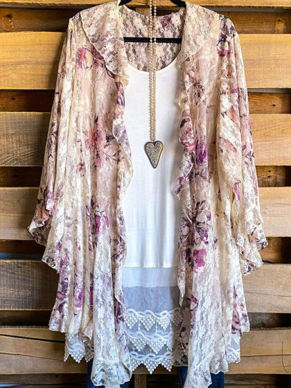 Casual Loose Rose Cutout Lace Cardigan