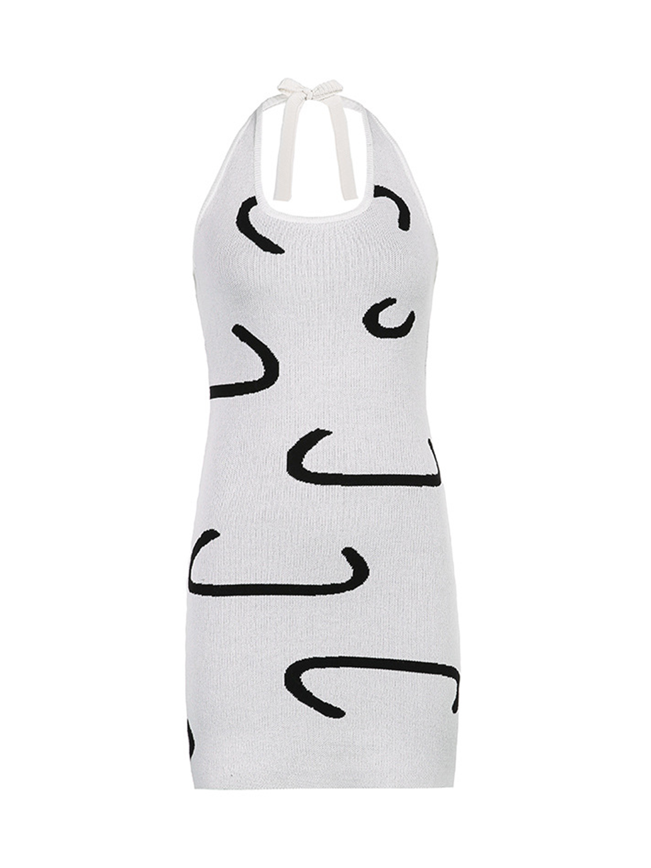 Printed Contrast Halter Dress