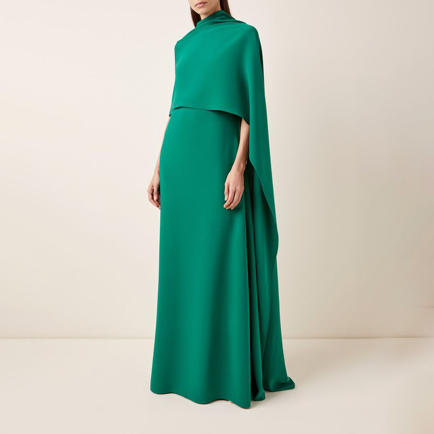 Women's Elegant Fashion Shawl Style Green Dress