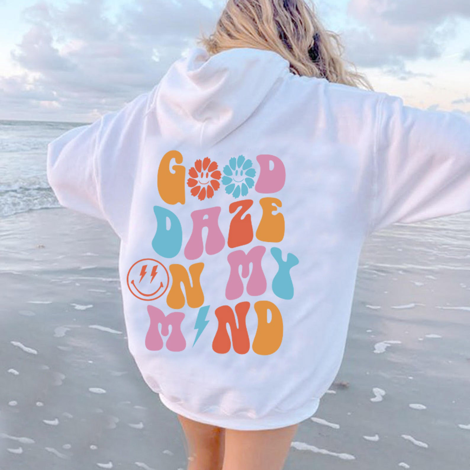 Women's Good Daze On Chic My Mind Print Casual Aesthetic Hoodie