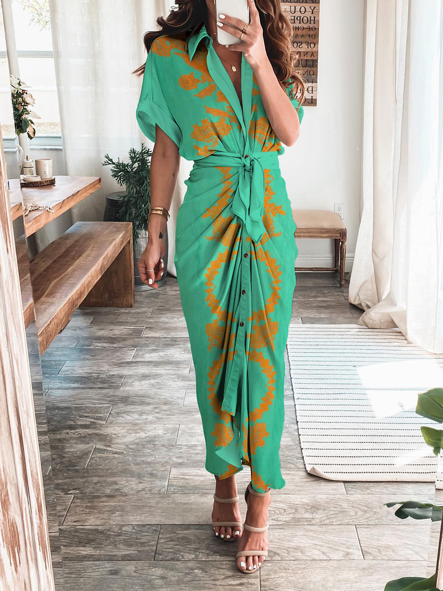 Women Fashion Print Holiday Casual Dress