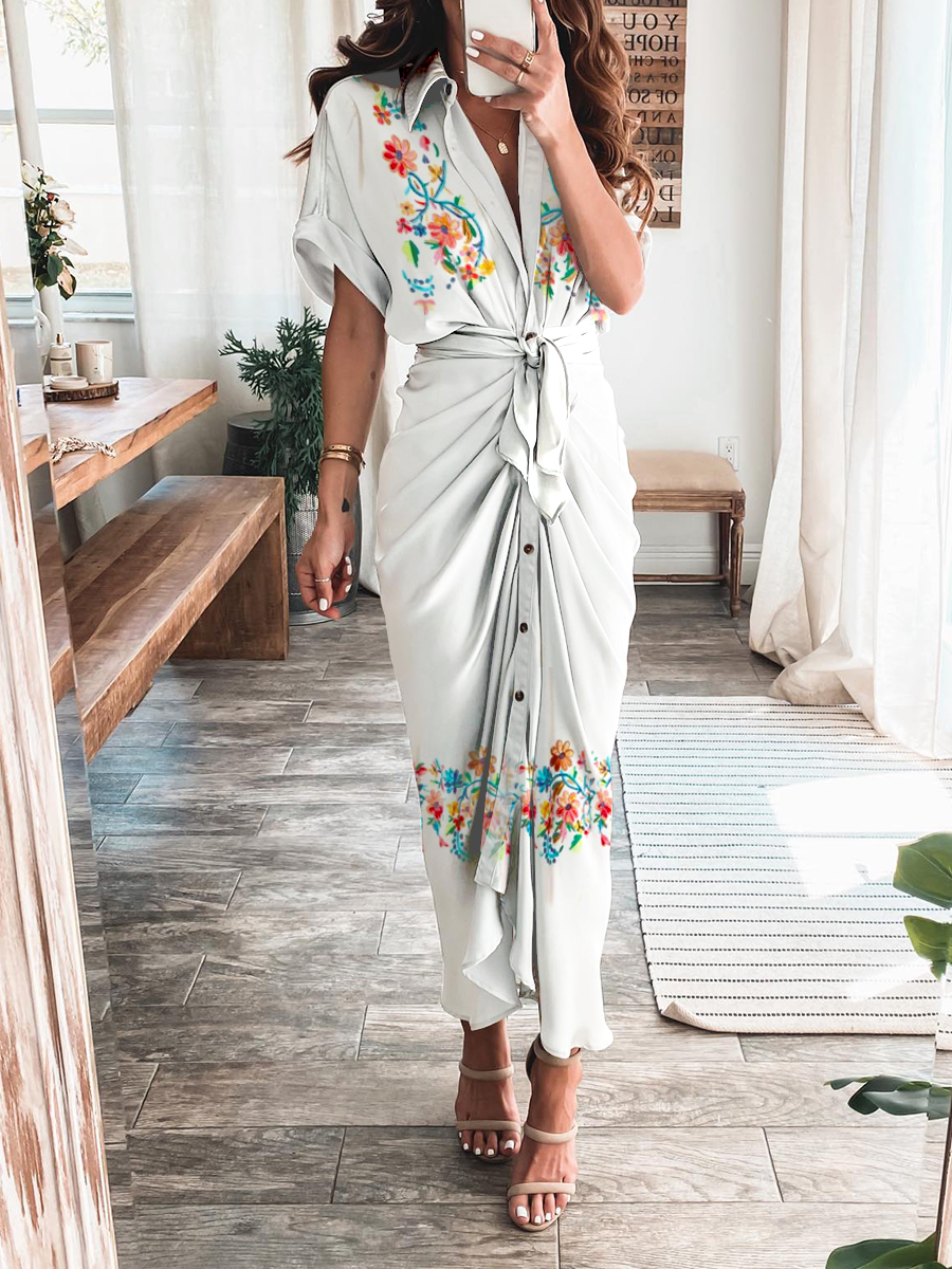 Women Fashion Print Holiday Casual Dress