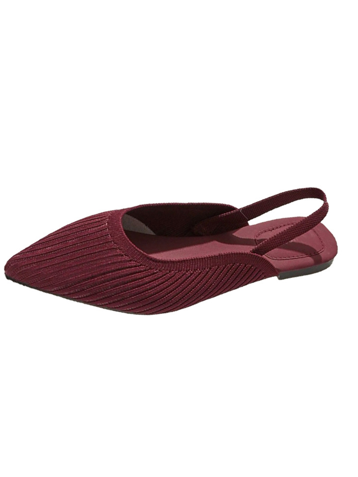 Casual Red Half Toe Solid Mesh Pointed Toe Flats