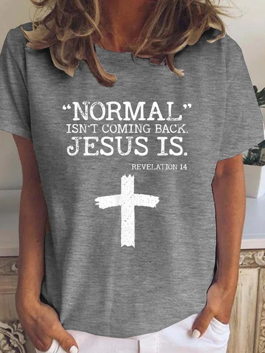 Casual Letter Print Crew Neck Short Sleeve T Shirt