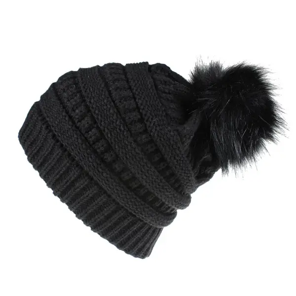 New Autumn And Winter Imitation Fur Fox Fur Ball Hat Women's Knitted Hat European And American Casual Fashion Hat - Linviashop.com 