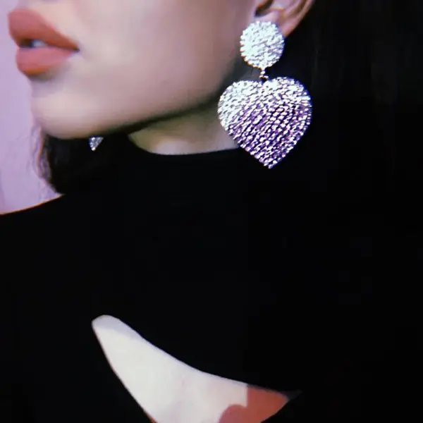 Fashion Exaggerated Pendant Heart Earrings - Linviashop.com 