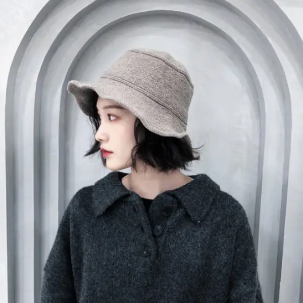 Korean Style Retro Knitted All-match Bucket Hat - Xmally.com 