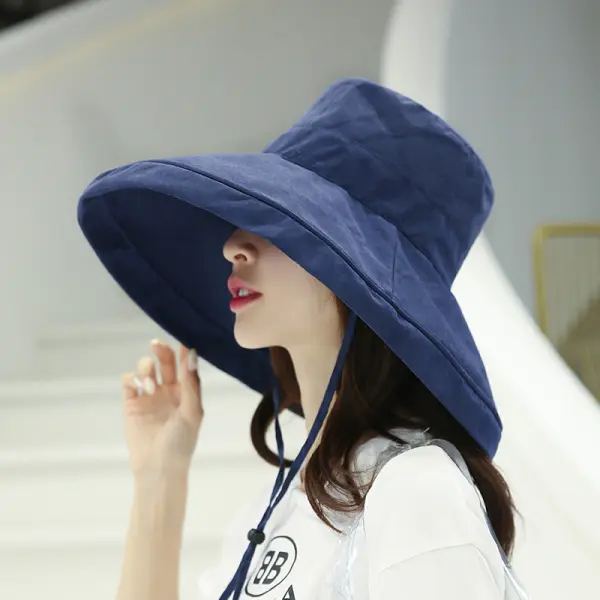 Korean Version Of Internet Celebrity Fisherman Hat For Women, Japanese Style Literary And Versatile Face-covering Hat, Solid Color Casual Sun Protection Sun Hat, Trendy Generation - Xmally.com 