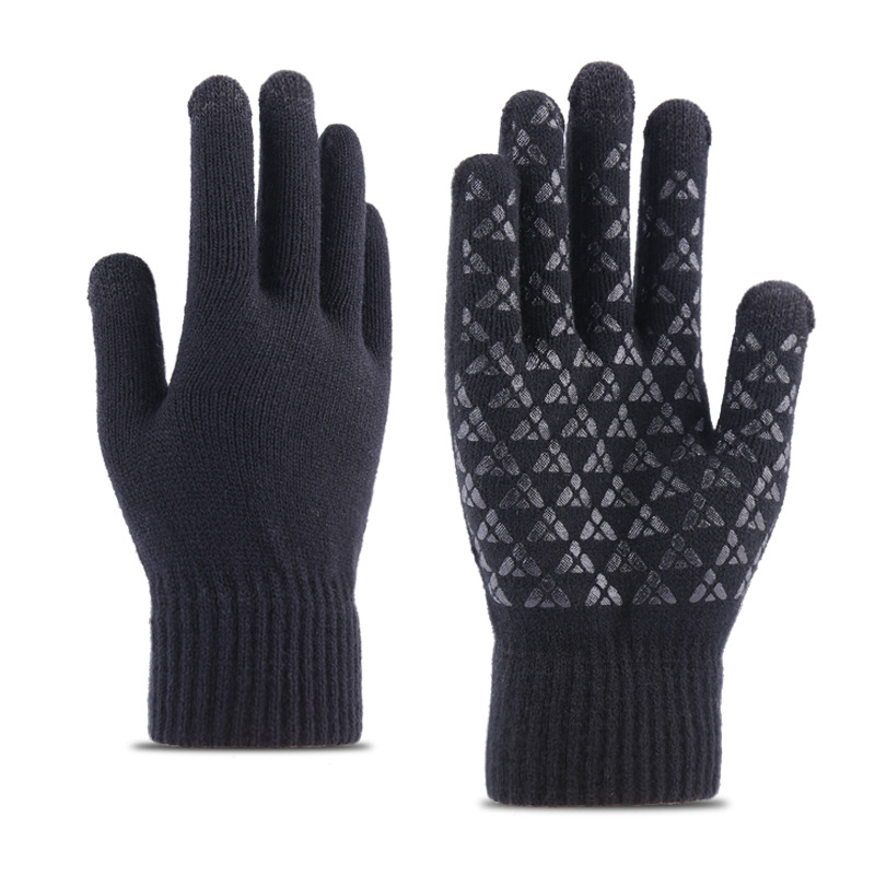 Men's Plus Velvet Thick Chic Knitted Warm Non-slip Gloves