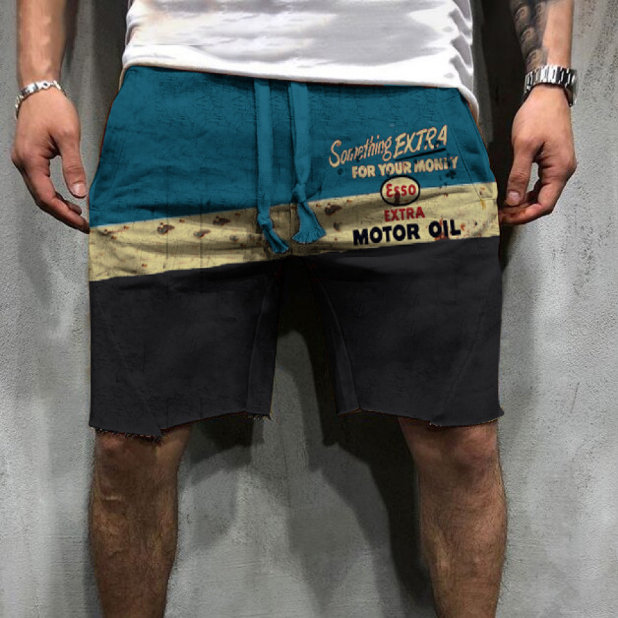 

Fashion Retro Motor Oil Casual Shorts