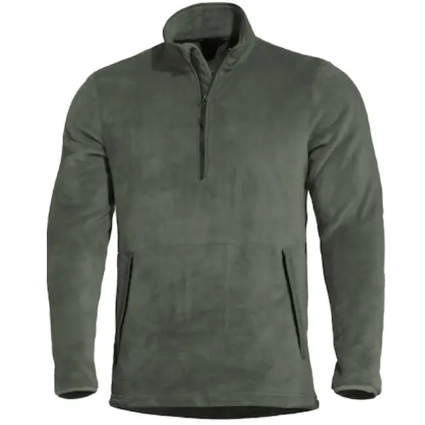 Men's Half-open Collar Zipper Solid Color Fleece - Sanhive.com 