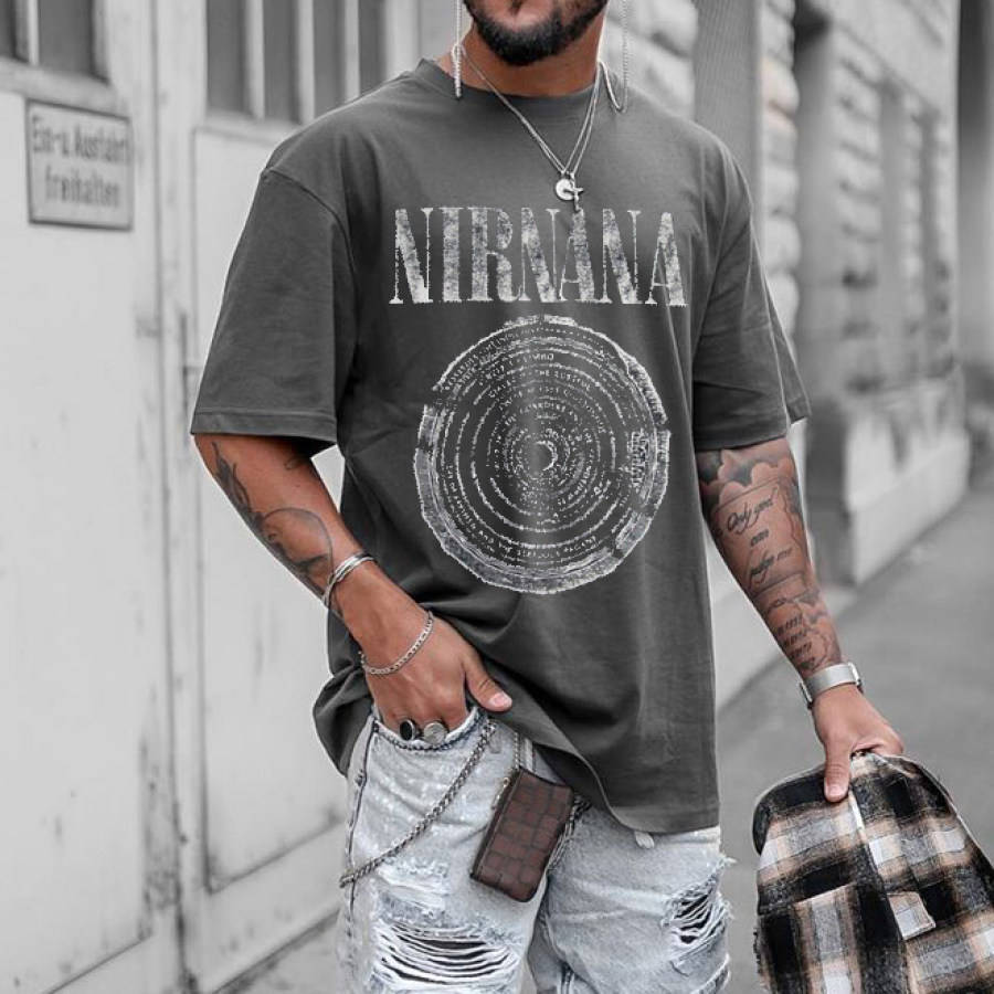

Mens Vintage Round Neck Printed Short-sleeved T-shirts