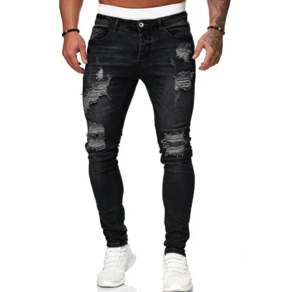 Men's Fashion Washed Hole Jeans - Chrisitina.com 