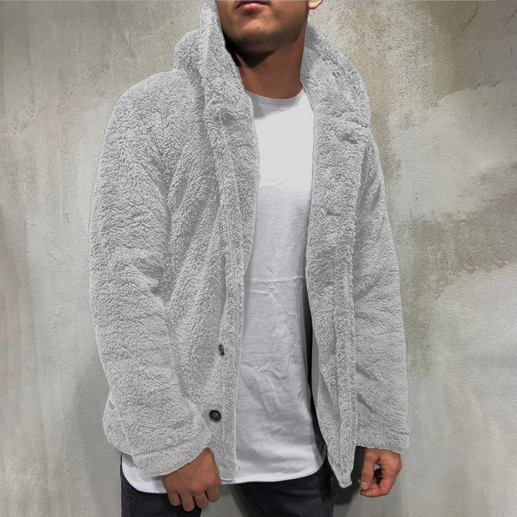 Mens Warm Fleece Cardigan Chic With Buttons Lightweight Fashion Casual Teddy Coat
