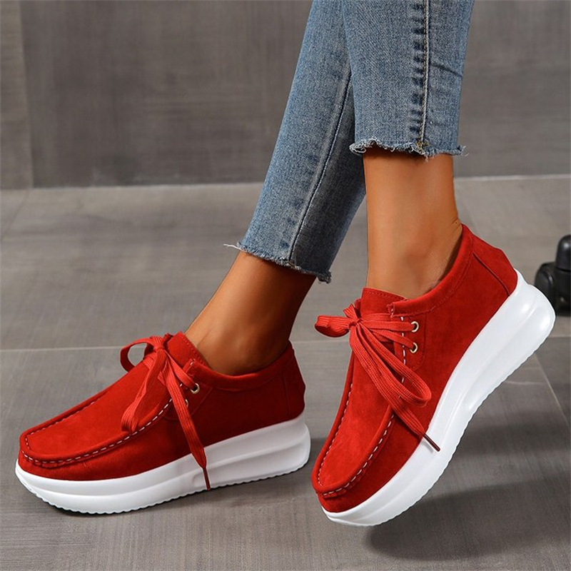 Ladies Round toe Suede Strappy Platform Shoes