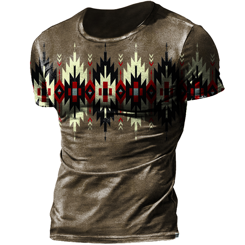Men's Outdoor Western Ethnic Chic Pattern Retro T-shirt