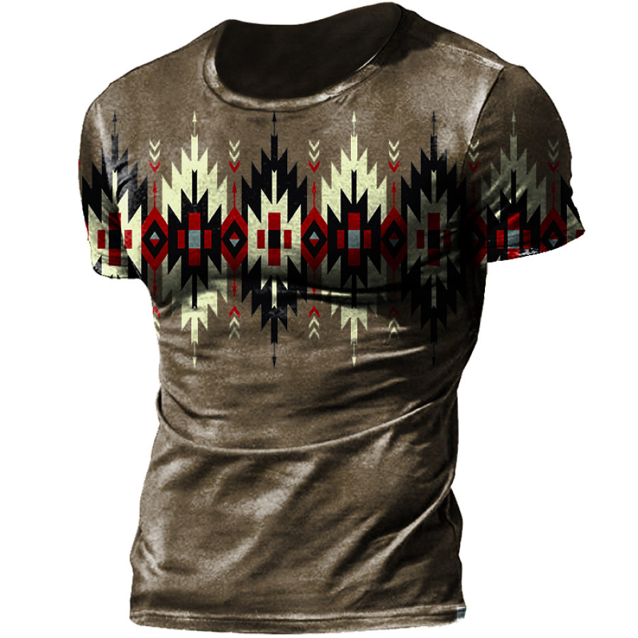 

Herren Outdoor Western Ethnic Pattern Retro T-Shirt