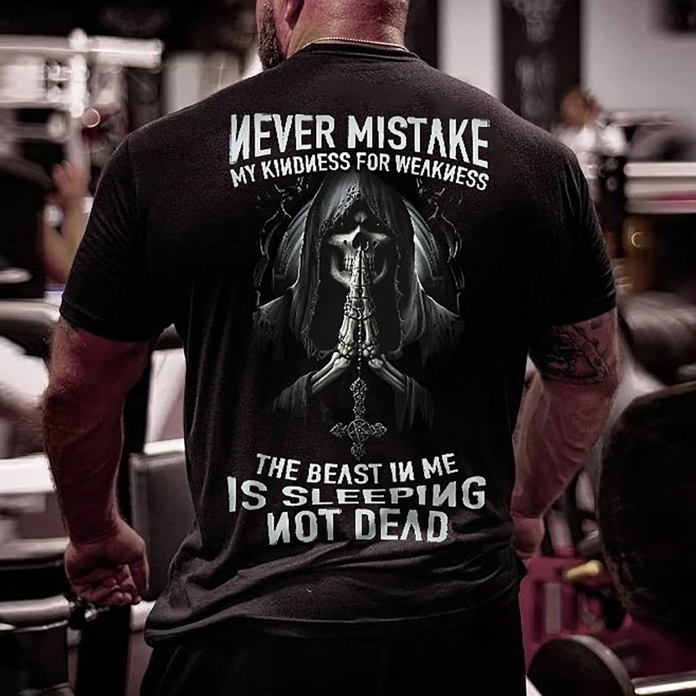 Men's The Beast In Chic Me Is Sleeping Not Dead Skull T-shirt