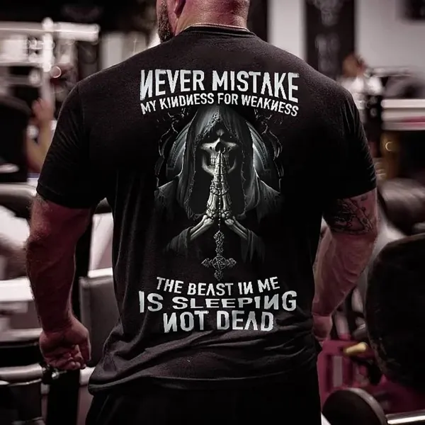 Men's The Beast In Me Is Sleeping Not Dead Skull T-shirt - Nikiluwa.com 