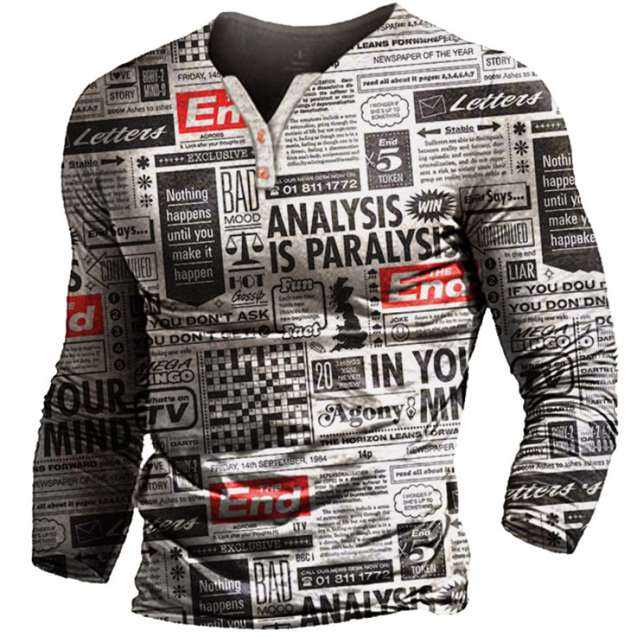 

Men's Outdoor Vintage Printed Long-Sleeved Henry Shirt
