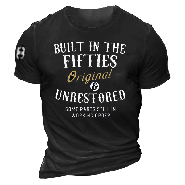 Built In The Fifties Print Chic Men's Tactical Casual Short Sleeve Cotton T-shirt
